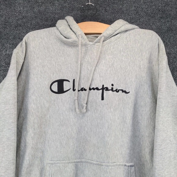 Champion Reverse Weave Men's Hoodie Gray Medium Pullover Long Sleeve Pockets - Picture 3 of 14